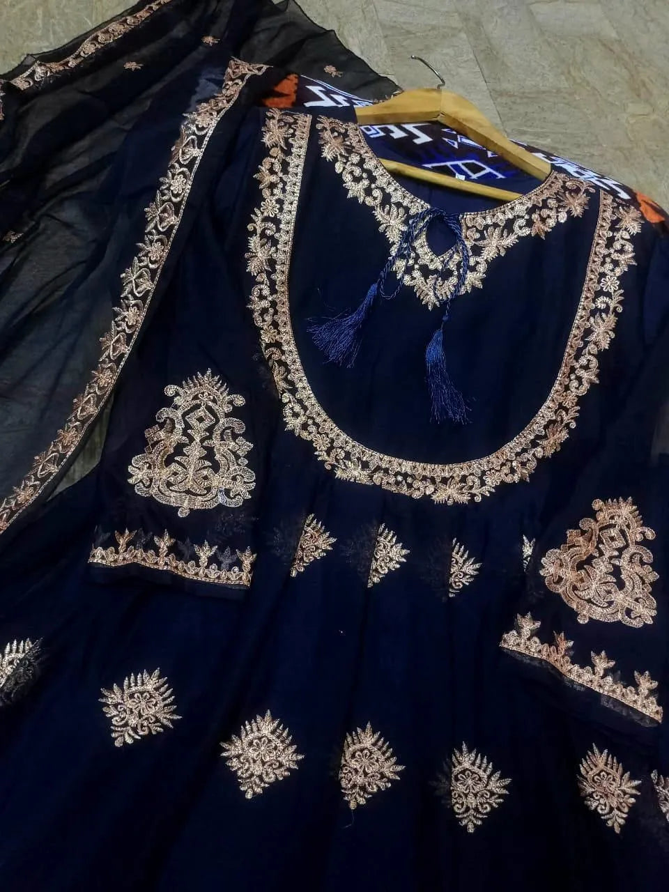 3 Pcs Women's Stitched Chiffon Embroidered Maxi Suit