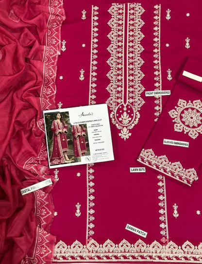 3 Pcs Women's Unstitched Embroidered Suit