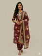 Maroon Floral Embroidered Kurta Set for Women