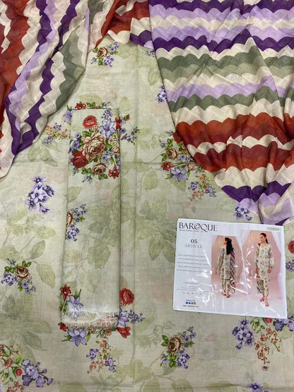 3 Pcs Women's Unstitched Digital Print Suit