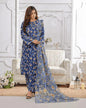 Blue Floral Lawn 3Pcs Set for Women