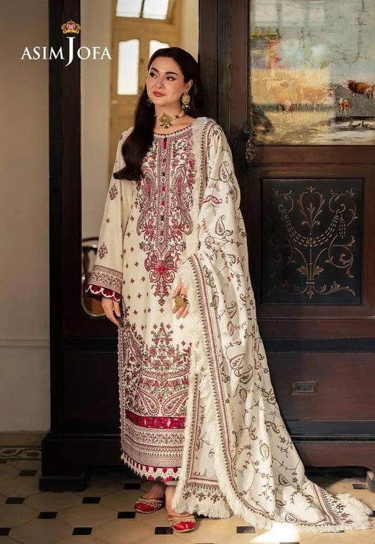 Asim Jo Fa Embroidered Lawn 3Pcs Multicolor Set