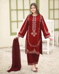 Maroon Sequin Embroidered Shamoz Silk Suit for Weddings Eid