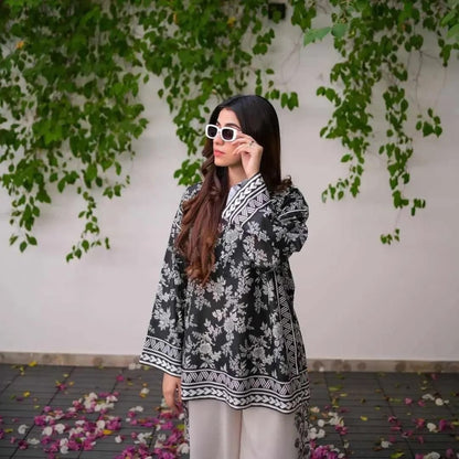 New Printed Cord Set Medium Raw Silk Front Back Allover Digital Print