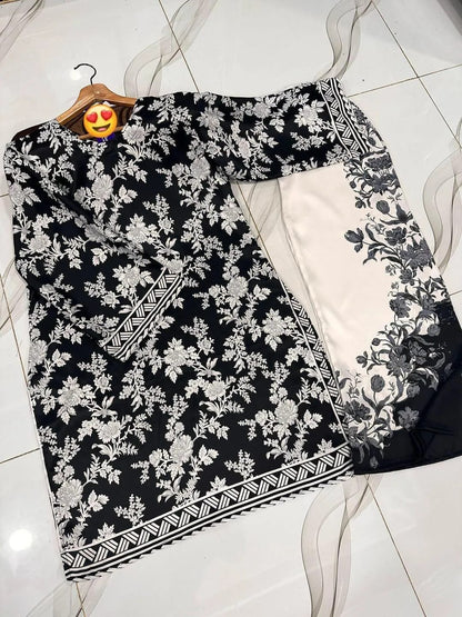 New Printed Cord Set Medium Raw Silk Front Back Allover Digital Print