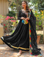 Black Embroidered shalmose Silk Maxi suit Set