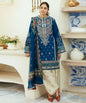 Blue Embroidered Kurta Set with Cream Trouser