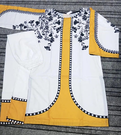 Mustard Printed Grip Silk 2 Pcs Kurta Set