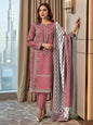 3-Piece Printed Dobby Lawn Suit Pink for Women